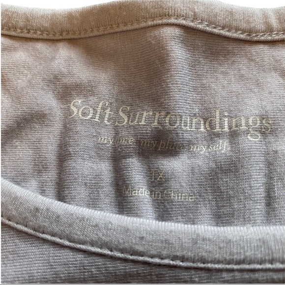 Soft Surroundings Light Gray Black & White Floral Knit Long Sleeve Tunic Top XL - Picture 6 of 8